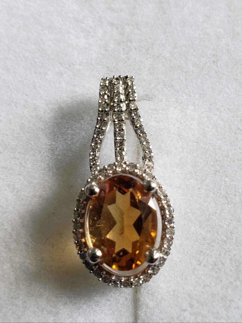 Yellow Citrine Halo Pendant Necklace - Women Jewelry